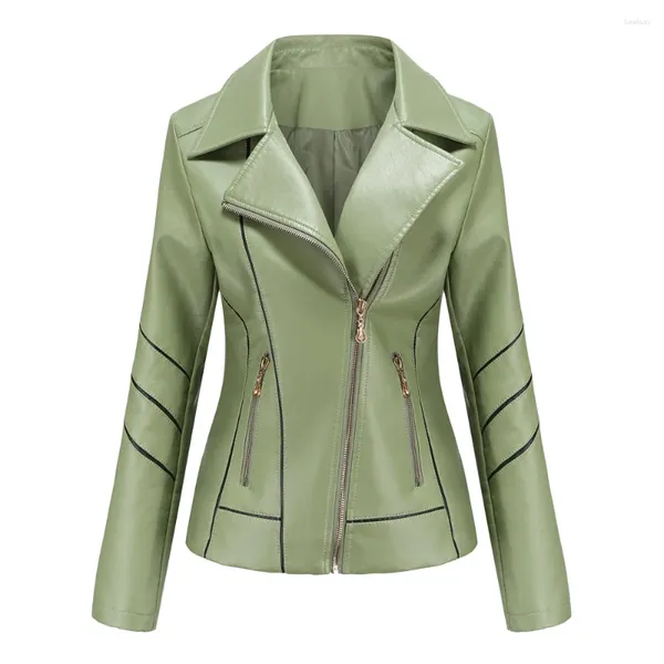 Veste en cuir femme fermetures éclair printemps automne PU col Mandarin rouge moteur Biker manteau femme court