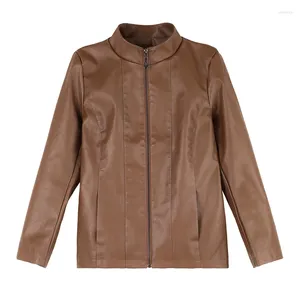 Manteau en cuir à col montant court coréen pour femme, veste polyvalente en Pu de Style occidental, mode printemps et automne 2023