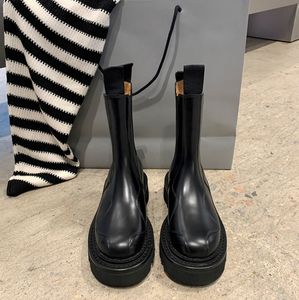 Leren Martin-laarzen voor dames Mode Kleine dikke bodem Veelzijdige Chelsea Boots-schoenen
