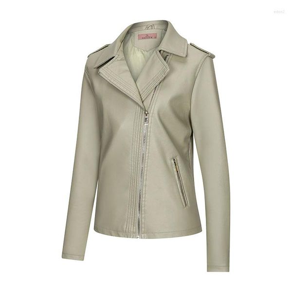 Veste en cuir PU rouge pour femme, fausse veste de motard décontractée, à la mode, vêtements d'extérieur, hauts féminins, manteau noir, printemps et automne