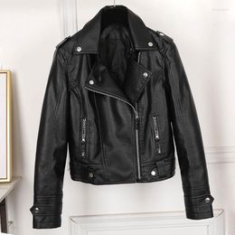 Manteau en cuir pour femmes, manteau Slim, fausse veste décontractée pour motard, vestes de moto, Punk Streetwear, printemps automne