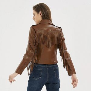 Veste en cuir pour femmes, Streetwear, ample, pompon, noir, Pu, fausse veste, printemps automne, grande taille, Moto Biker, manteau à fermeture éclair, vêtements d'extérieur