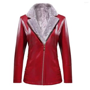 Femmes en cuir hiver arrivée femme Faux tissu rouge manteau grande taille velours épais PU filles vestes pardessus femmes 5xl 6xl