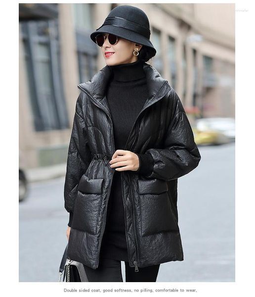 Femmes en cuir hiver véritable veste femmes Long vers le bas manteau femme réel en peau de mouton manteaux femme Parkas mode Chaqueta Cuero Mujer2023