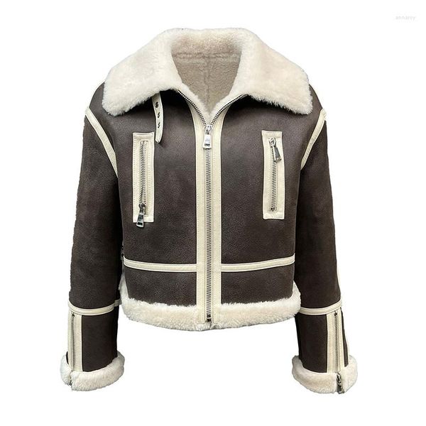 Vestes d'hiver en cuir de mouton véritable pour femme, épaisses et chaudes, Style 2023, manteau à la mode, MH5900L