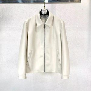 Femmes en cuir femmes manteau printemps et automne 2023 mode col rabattu vêtements épais chaud à manches longues style décontracté naturel réel