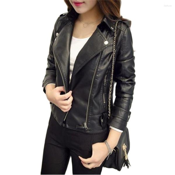 Femmes en cuir femmes Faux veste décontracté mince moto motard manteau femme Punk Streetwear automne PU vêtements d'extérieur hauts Plus coton