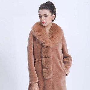 Vrouwenleer Women Hoge kwaliteit Shearing Teddy Coat Winter Comfortabele wolkleding Echte schapen Flanel Overjas met bontheksel