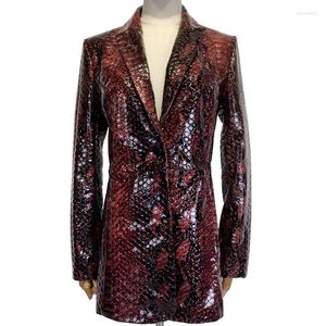 Damesleer dames faux hoogwaardige vrouwen echte blazer slangenpatroon glanzende schapenvachtjack dames