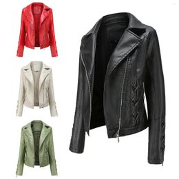 ZXRYXGS – veste en cuir tissé Pu de qualité supérieure pour femme, avec col à revers, mode décontractée, automne 2023