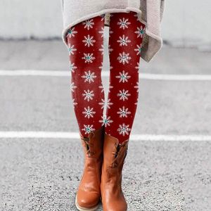 Dameslegging 2023 Kerst Elandenboom Sneeuwvlokken Gedrukte yogabroek Slanke hoge taille elastische kerstbroek