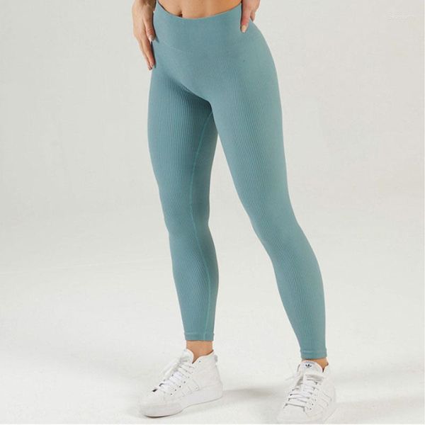 Leggings pour femmes 2023 collants de sport de Yoga côtelés femmes pantalons en tricot sans couture blanc Femme Gym maigre entraînement Fitness Push Up