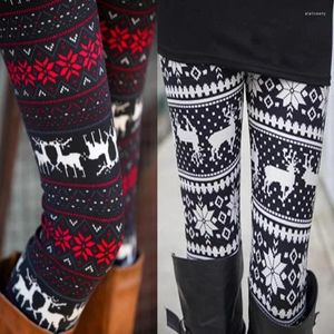Leggings pour femmes 2024 Modèle de flocon de neige d'élan de Noël Taille haute Entraînement sans couture Leggins Pantalon de fitness Pantalon
