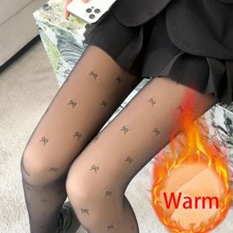Damesleggings 300g Winterfleece gevoerde panty's Sexy patroon Warme thermische kousen Dames Hoge elasticiteit Skin Effect Panty's 231129