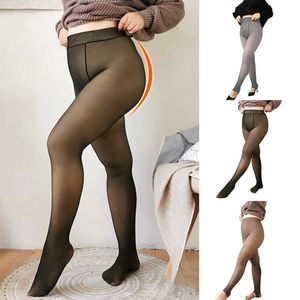 Leggings pour femmes 45-60KG 60-80KG Femmes Plus Size Collants Mode Nouvelles Jambes Faux Translucide Chaud Polaire Doux Leggings Épais Stretchy Hiver Neige T221014