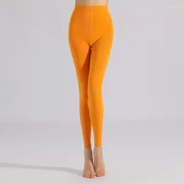 Leggings pour femmes 45-65kg Orange Collants Femmes Polyester Brossé Polaire Épaissi Plus Taille Pantalon Une Pièce Mince Chaussettes De Pied