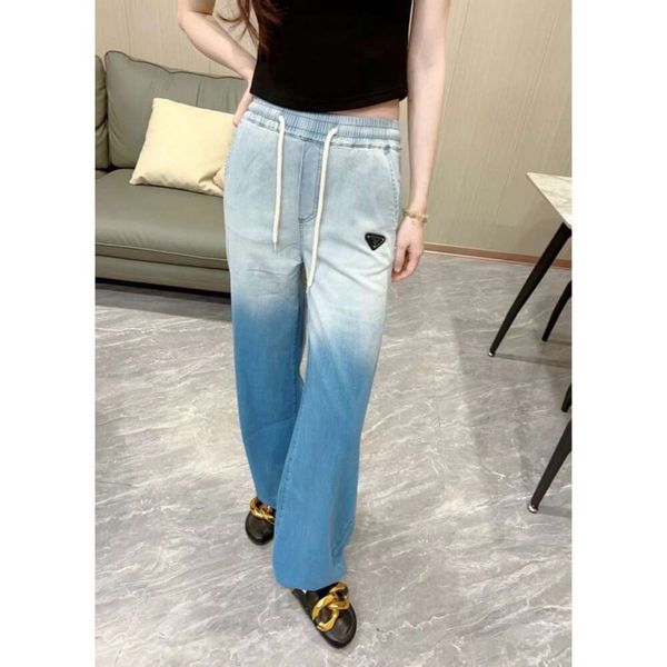 Leggings de mujeres A23SS Producto Gradiente Bloque de color Jeans lavados con diseño de banda de goma elástica, tela de mezclilla de mezclilla Estilo casual