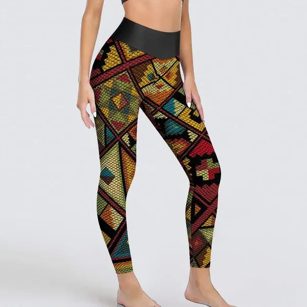 Leggings pour femmes Africain Tribal Imprimé géométrique Gym de fitness Pantalon Yoga Femelle Feme LEGANT LEGGANT