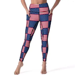 Leggings femininas bandeira americana calças de yoga sexy dia nacional dos eua personalizado push up fitness correndo leggins respirável estiramento esportes collants