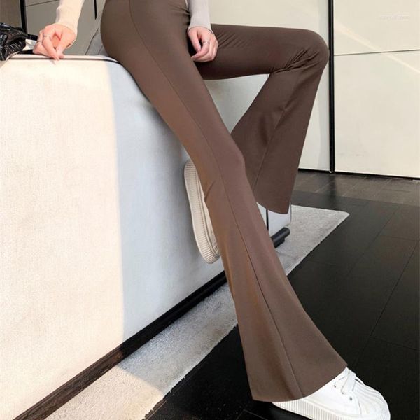 Leggings pour femmes Basic Skinny taille haute Stretch Flare Style coréen élastique Slim Fit pantalon noir pleine longueur femmes