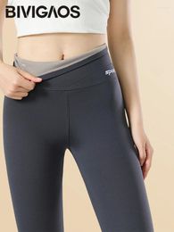 Leggings para mujer BIVIGAOS Otoño Invierno Espesar Grafeno Tiburón Mujeres Cintura alta Shaping BuLifter Deportes Slim Warm