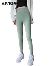 Leggings de mujer BIVIGAOS, pantalones de tiburón sin costuras con sensación desnuda, mallas deportivas de cintura alta para mujer, mallas deportivas informales de Color sólido, primavera y otoño 230310