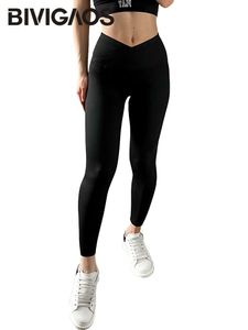 Leggings de mujer BIVIGAOS Leggings de piel de tiburón con cintura cruzada para mujer, levantamiento de glúteos, mallas sexy ajustadas, pantalones de tiburón de cintura alta en forma de V 230310