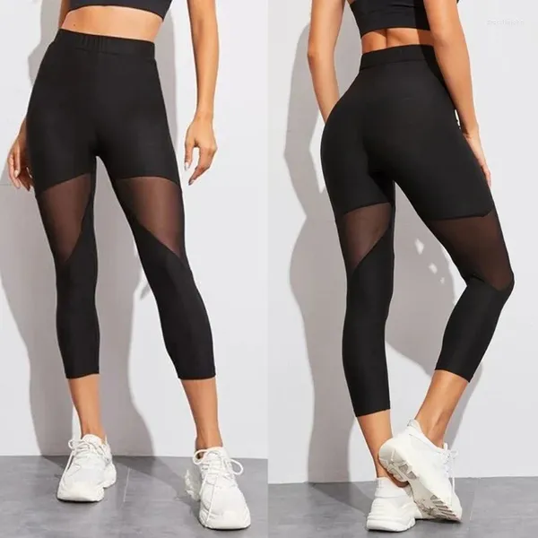 Leggings Femmes Noir Patchwork Mesh Vêtements Jeggings Legins Femmes Leggins Femme Pantalon Élastique Capri Fitness