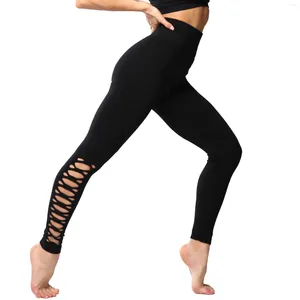 Leggings Femmes Noir Sans Couture Punk Déchiré Pour Femmes Taille Haute Trou Entraînement Yoga Pantalon Scrunch Gym Fitness Collants