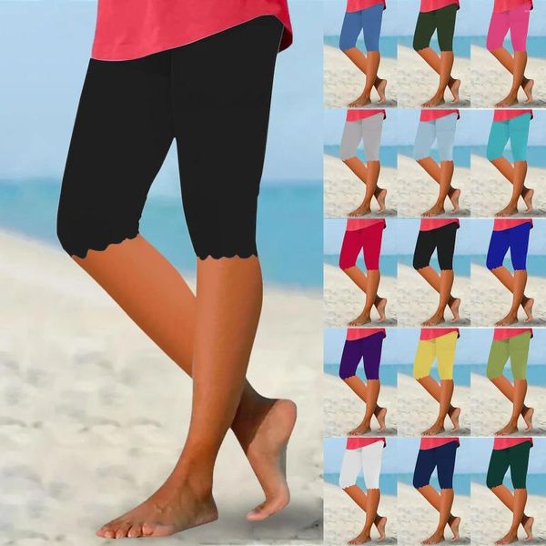 Leggings pour femmes capri pour les femmes du genou Summer Pantalon coupé décontracté solide Capris Womens Legging