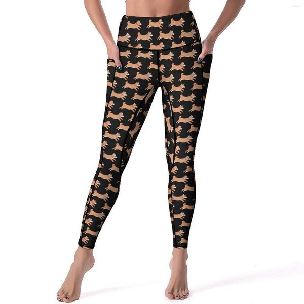 Mallas con estampado de perro de dibujos animados para mujer, pantalones de Yoga, mallas deportivas sexys con estampado de animales, mallas deportivas elásticas elegantes con efecto Push Up para gimnasio