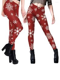 Leggings pour femmes Noël pour les femmes mignonnes imprimé neige slim fit cordons d'entraînement Pantalons de yoga Costume de fête chriatmas