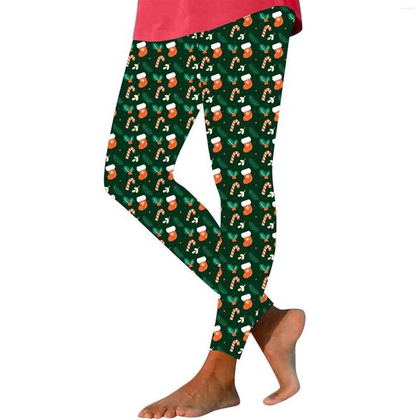 Leggings de mujer con estampado navideño, cintura alta, calzoncillos extralargos elásticos debajo de pantalones cortos para mujer con bolsillos y encaje