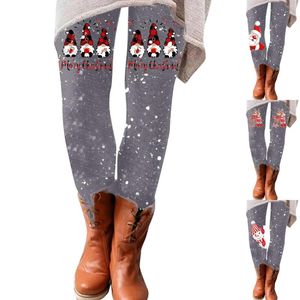 Dameslegging Kerst Kerstman Print Legging Winter Skinny Thermische Broek Hoog Elastisch Fluweel Slank Warm Zwart Dames