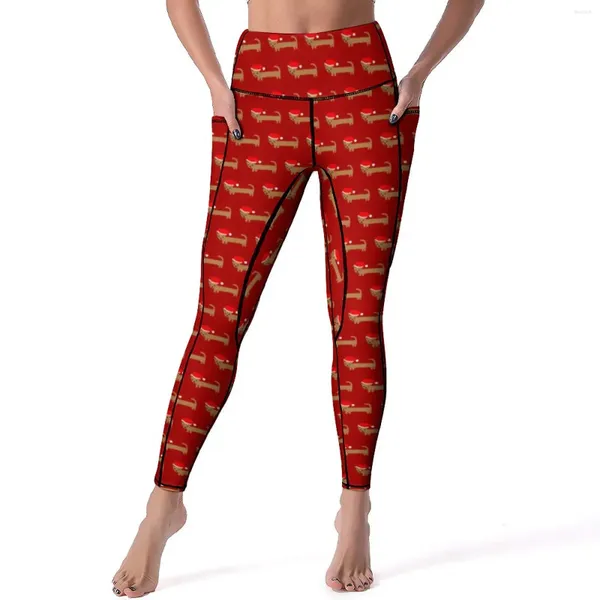 Leggings pour femmes Noël Wiener Dog Yoga Pantalon Sexy Mignon Animal Design Push Up Entraînement Leggins Femmes Collants De Sport À Séchage Rapide