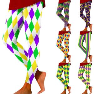 Damesleggings Comfortabele sportpanty's Carnaval Gedrukt Kleurblokbroek Zachte elastische rok Dames Elegante lengte