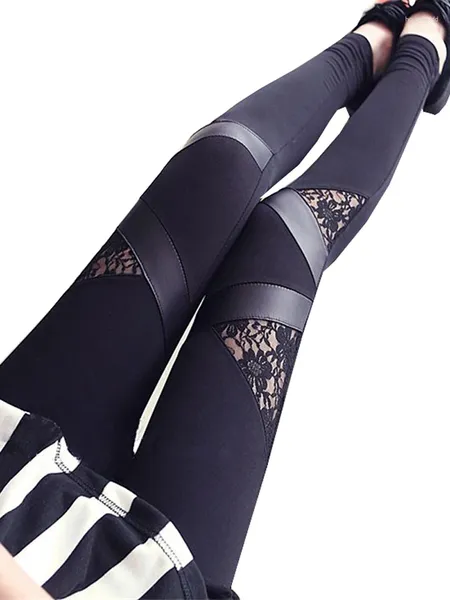 Leggings para mujer CUHAKCI Push Up Leggin Pantalones de encaje Negro Casual Cintura alta Fitness Mujer Elástico Sexy Lápiz
