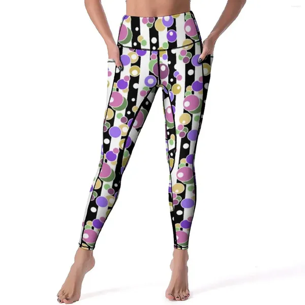 Leggings pour femmes points et rayures rétro rayé imprimé pantalon de yoga de gymnastique push up nouveauté Leggins collants de sport graphiques à séchage rapide XL XXL