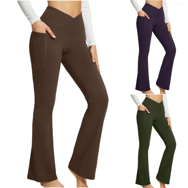 Leggings pour femmes Tenues d'automne Femmes Pantalons de yoga maigres Flare Style coréen Streetwear Pantalon décontracté Pantalon noir