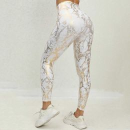 Leggings voor dames mode gouden slangprint leggings voor dames sportschool sport panty's elastische hoge taille joggingbroek nieuw in bovenkleding witte T240507