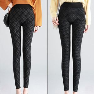 Leggings pour femmes mode rétro Plaid femmes Lolita Spice Girl polyvalent diamant rayure haute taille élastique vêtements d'extérieur crayon pantalon