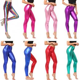 Leggings pour femmes mode femmes bronzant Imitation cuir femme Stretch brevet maigre crayon pantalon danse tenue de club