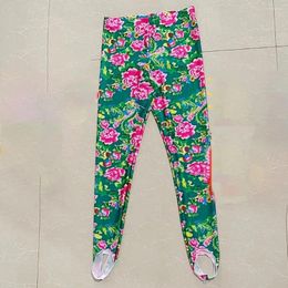 Leggings de mujer Medias de nailon con estampado floral Pantimedias suaves de seda sexy Cintura alta japonesa Tallas grandes Deportes de fitness