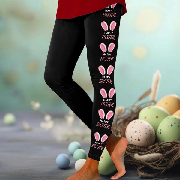 Leggings de mujer para mujer cómodos entrenamiento con estampado de Pascua pantalones de bloque de color suave 3x