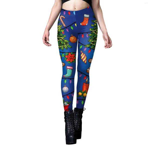 Leggings pour femmes Fun Noël pour femmes élastiques taille haute hanche collants dames filles athlétique yoga gym course pantalon de sport pantalon