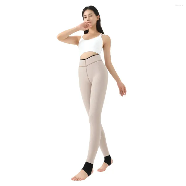 Leggings pour femmes Pantalon chaud en velours allemand pour l'automne et l'hiver taille haute laine de fibre chauffante femmes intégrées