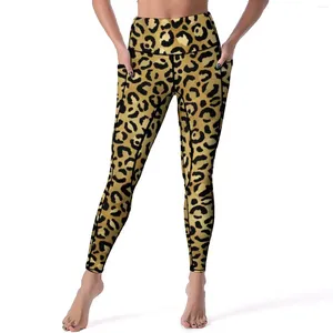 Leggings pour femmes Gold Leopard Classic Animal Print Fitness Gym Yoga Pantalon taille haute Sweet Leggins Stretch Graphic Sport Legging Cadeau