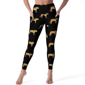 Leggings voor dames Gold Tiger Yoga Pants Sexy Animal Print Gedrukte hoge taille Running Leggins Women Kawaii rekbare sportpakketten