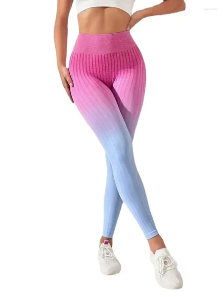 Leggings para mujer Leggings sin costuras con degradado para mujer, cintura alta, Push Up, deportes y entrenamiento, medias elásticas para Fitness, gimnasios informales, ropa ajustada para trotar