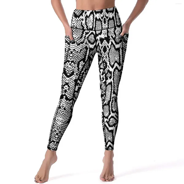 Leggings pour femmes gris peau de serpent imprimé animal Fitness pantalons de yoga taille haute respirant Leggins Stretch collants de sport cadeau d'anniversaire